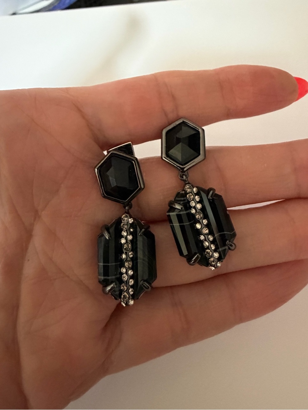 Alexis Bittar Miss H Black Agate Drop Earrings
